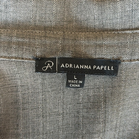 Adrianna Papell Utility Jacket Fade Olive Ivory Shadow Stripe Size Large EUC - Picture 4 of 7